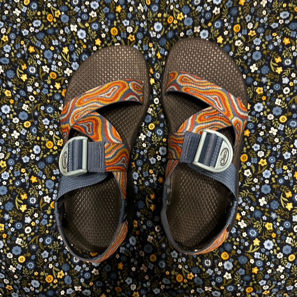 Chaco Mega Z/Cloud Sandals with Blue and Orange Swirl